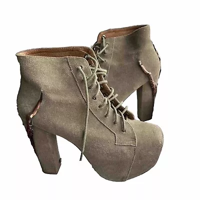 Vintage Jeffrey Campbell Lita Claw Boots In Taupe Size 8 • $35