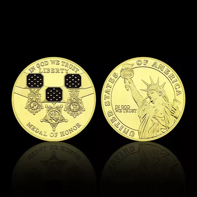 US Statue Of Liberty Challenge Coin Kucky Medal Of Honor Gold Plated Ornaments • $3.68