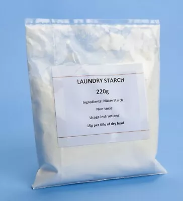 Laundry Starch Powder 220g – Non-toxic Maize Starch For Linens/Laundry/Whites • £4.50