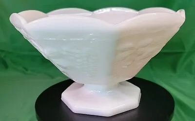 Vintage Westmoreland Milk Glass 8 Paneled Footed Fruit Bowl Scalloped Edges • $10.49