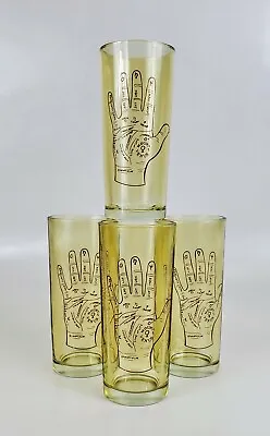 4 Vtg Mid Century Modern Palmistry Palm Reading Tarot Drinking Glasses Tumblers • $79.99