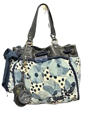 $35 • Buy Juicy Couture Blue Flower Floral Polka Dot Spotted Daydreamer Shoulder Bag Purse