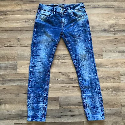 CJ Black Premium Jeans Mens 30x30 Blue Acid Wash Skinny Slim Flex Distressed • $19.95