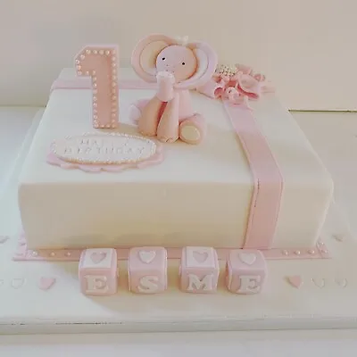 Elephant Icing Cake Topper With Or Without Name Blocks • £2.50