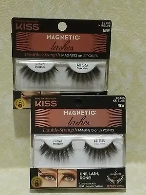 ( LOT  OF 2 ) Kiss • MAGNETIC Lashes • Crowd Pleaser • Faux Mink # 80465• KMEL05 • $13.99