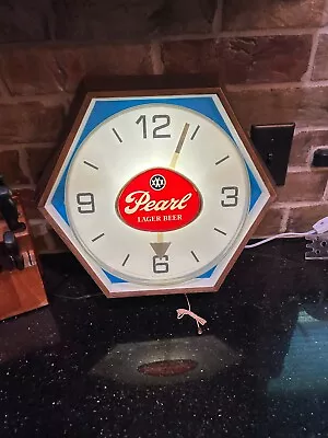 Vintage Pearl Beer  Sign Light  UP Clock • $499.99