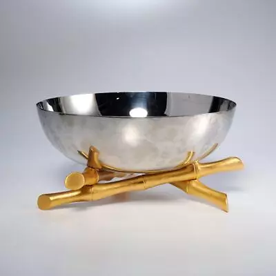 L'OBJET Bambou 24K Gold Plate Stainless Steel Large Serving Bowl 12  • $275