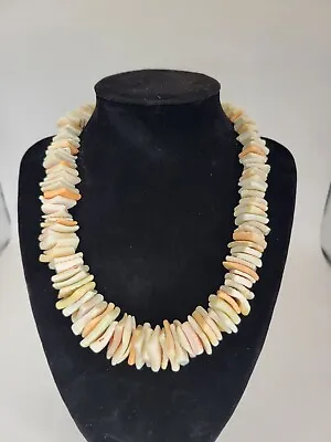 Vintage 70s Surfer Hawaiian Hawaii Stacked Natural Puka Pooka Shell Necklace • $29.50