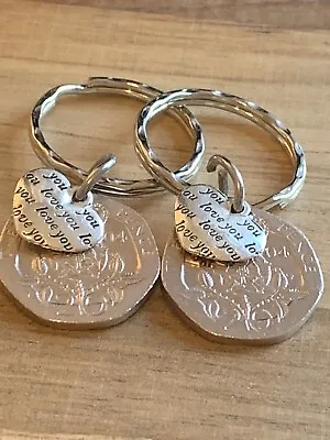 20th Wedding Anniversary Gift Keyrings 2004 Coins And Charms In Gift Bag X2 • £9.99