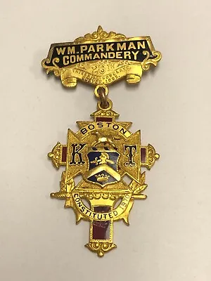 ANTIQUE KNIGHTS TEMPLAR 26th TRIENNIAL WM. PARKMAN COMMANDERY JEWEL MEDAL BOSTON • $34.99