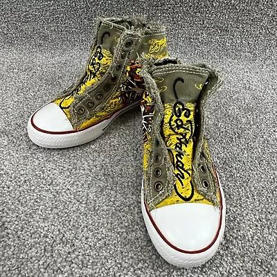 Ed Hardy High Top No Lace Sneaker Women's 5 Yellow Tiger Style 19SHR107W Shoes • $37