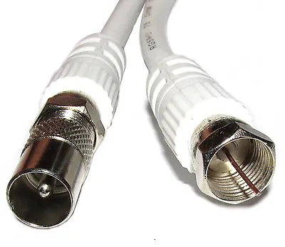 2M Metre TV Aerial Coax Cable Lead Male To F Satellite Connector Plug Coaxial • £2.99