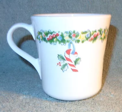 Htf Vintage Corelle Corning Christmas Coffee Cup Joy Holly Mug Candy Cane • $9.95