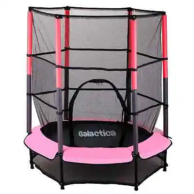 GALACTICA Children’s Mini Trampoline With Safety Net – 4.5FT Kids Rebounder Pink • £59.99