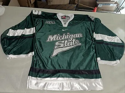 Authentic 58G NIKE MICHIGAN STATE SPARTANS HOCKEY JERSEY Fight Strap Ccha Goalie • $225