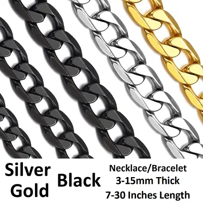 *uk Shop* 316l Stainless Steel Cuban Bracelet / Necklace Mens Curb Link Chain • £9.29