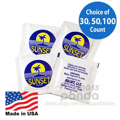 Sunset 4.75 X6.25  Moist Towelettes/Nap/Wipes Individually Wrapped Lemon-scented • $6.95