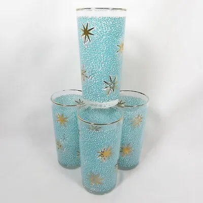 Vintage Starburst Glass Tumblers Set Of 4 Libbey Mid Century Barware • $60