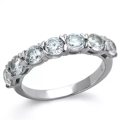 Ladies Eternity Ring Cz Cubic Zirconia Stainless Steel 4mm 2ct Band New 2182 • £18.99