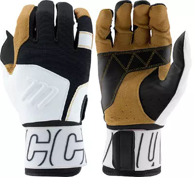 1pr 2023 Marucci MBG2BKSMFW V2 Blacksmith Batting Gloves White/Black Adult Small • $56