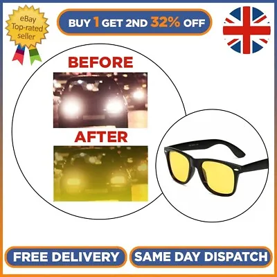 Polarised Vision Enhansor Glare Eliminator Night Driving Computer Yellow Glasses • £5.99