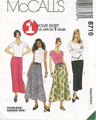 McCalls 8716 Skirts Misses 1 Hour Knit Sewing Pattern Uncut • $9.24