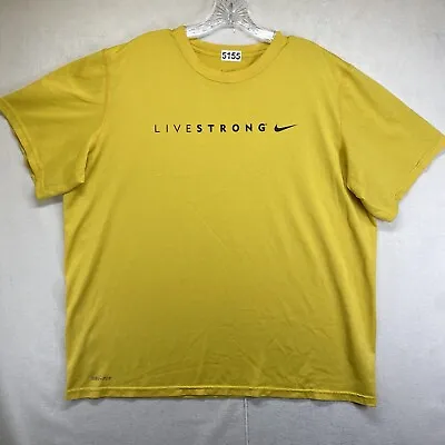Nike Live Strong T-Shirt Dri-Fit Mens XL Yellow Short Sleeve Swoosh Logo Crew • $9.74