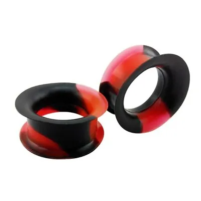 £2.95 • Buy Red & Black Flexi Silicone Ear Stretcher Flesh Tunnel Soft Tunnels Tapers A768