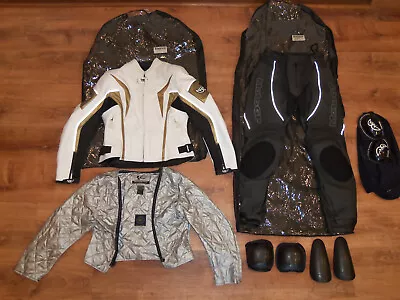 Moto GP Motorcycle Racing Jacket & Pants WL Shoulder Padding EUC - Black & White • $279.99