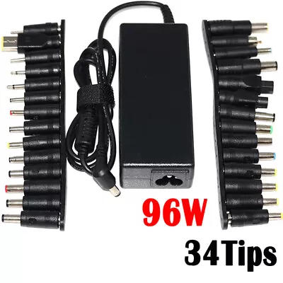 34 Tips Heads Universal Adapter AC DC Power Supply Charger Multi Laptop Notebook • £12.95