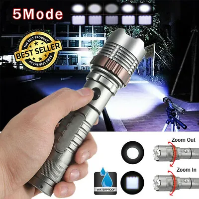 $10.99 • Buy 990000LM Rechargeable LED Flashlight Tactical Police Super Bright Torch Zoomable