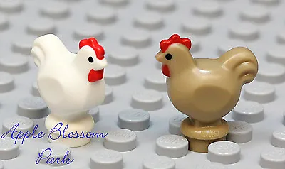 $4.99 • Buy NEW Lego Minifig Lot/2 TAN WHITE CHICKEN -Dark Castle Farm Bird Chick Hen Animal