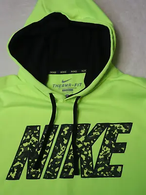 Nike Therma-Fit Mens L Neon Green Hoodie Sweatshirt Work Wear High Visibility • $11.99