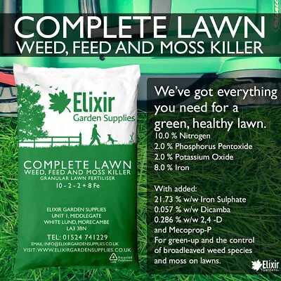 10kg COMPLETE LAWN Weed Feed & Mosskiller | 4-in-1 With Iron & Dicamba • £25.99