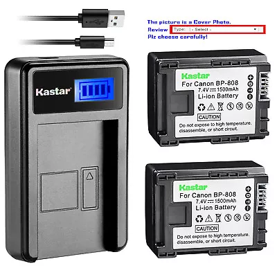Kastar Battery LCD Charger For Canon BP-808 & Canon VIXIA HF M400 VIXIA HF M406 • $23.49