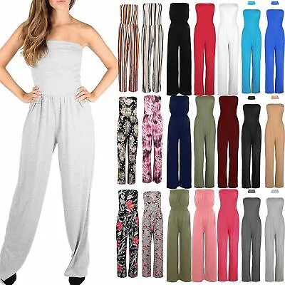 £5.49 • Buy Womens Ladies All In One Boobtube Wide Leg Palazzo Playsuit Jumpsuit Plus Size