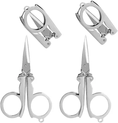 Stainless Steel Folding Scissors Mini Portable Foldable Travel Metal 1 Or 2 Pack • £1.68