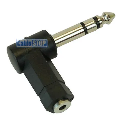 £2.95 • Buy 6.35mm STEREO Jack Plug To 3.5mm Female Socket Right Angle Adapter 90 Degrees