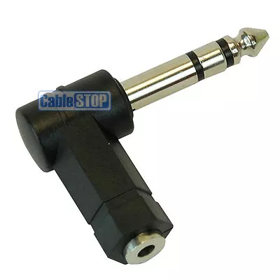 6.35mm STEREO Jack Plug To 3.5mm Female Socket Right Angle Adapter 90 Degrees • £3.95