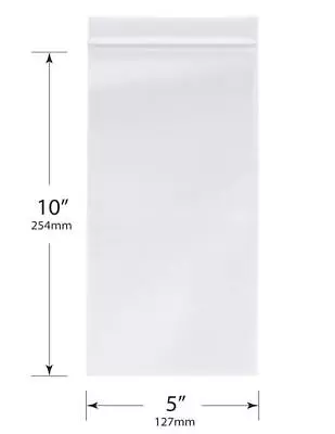 100-5 X 10  CLEAR 2 MIL TOP LOCK ZIP SEAL BAGS POLY PLASTIC RECLOSABLE BAGGIES • $10.24