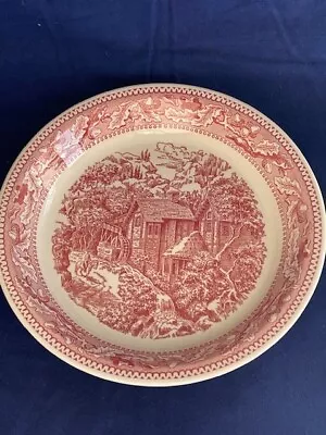 Royal (USA) Ironstone  Memory Lane  10  Imperfect Pie Plate/Low Bowl Pink Red • $18.99