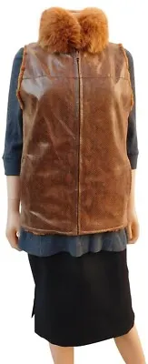 Rex Rabbit Fox Snakeskin Leather Vest Jacket S M • $225