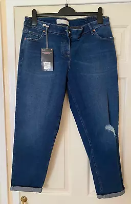 NEXT MATERNITY Ladies Dark Blue Denim Boyfriend Style Jeans Size UK 14R EUR 42 • £27