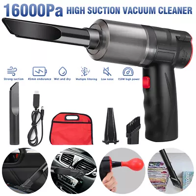 $18.99 • Buy 16000PA 150W Cordless Hand Held Vacuum Cleaner Portable Wet & Dry Car Air Blower