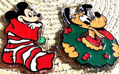 Vintage 1980's  Disney Production Mickey Mouse & Pluto Christmas Ornaments • $15.99