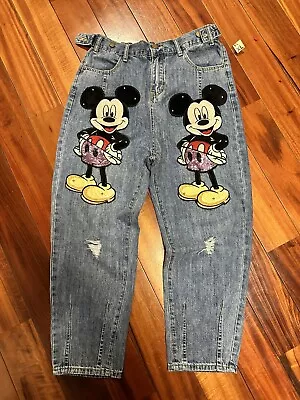 Mickey Mouse Loose Tapered Jeans Sequins Says Xl But More Like Large Jeans • $25