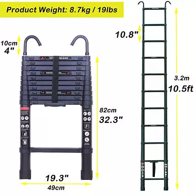 8-20FT Multi Purpose Aluminum Telescopic Ladder Folding Extension Step Non-Slip • $96.94