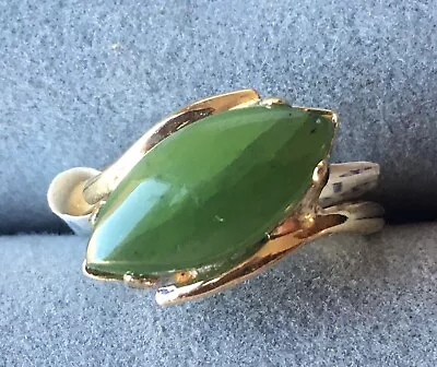 Sterling Silver Marquise Stone Jade Ring Gold Plated • $24.50
