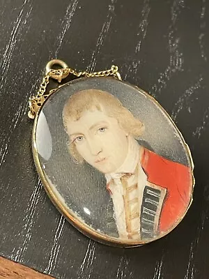 1775 British Military Officer Portrait Miniature In Magnificent 15K Gold Frame • $1000