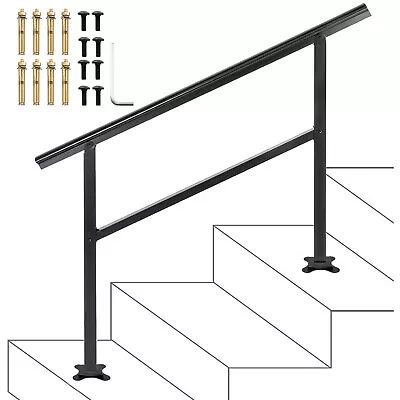 VEVOR Outdoor Handrail Fits 3-4 Steps Thick Aluminum Stair Rail Adjustable 0-30° • $75.99